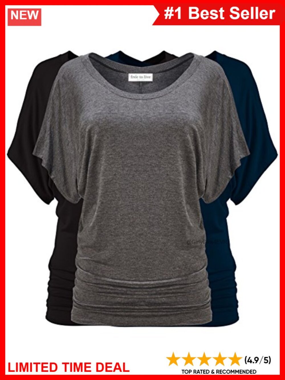 Dolman Sleeve Tunic Tops 3 Pack Business Casual Short Sleeve Shirts
